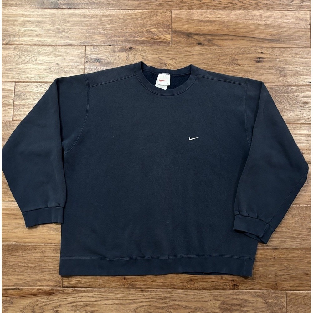 Vintage Nike Sweatshirt Men's XL Navy Crewneck Swoosh‎ Faded Made in USA 90s